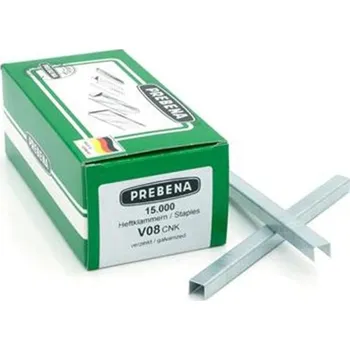 Průmyslová sponka Prebena V-08 CNK - Spony do sponkovačky výška 8 mm šíře 9,0 mm (bal. 15 000ks)