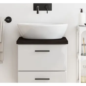 vidaXL Koupelnová deska 40x40x(2-4) cm ošetřený masiv [3155997] Barva: tmavě hnědá