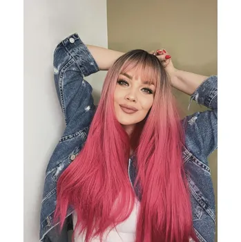 Paruka Dlouhá růžová paruka Adelia s ofinou