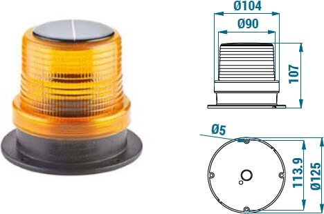 Zábleskový maják 90 mm se solárním napájením TERMSB1100