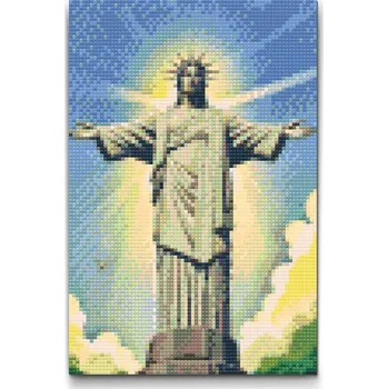 Diamantové malování Diamantové malování - Socha ježíše z blízka Velikost: 40x60cm, Rámování: Pouze srolované plátno, Diamanty: Čtvercové