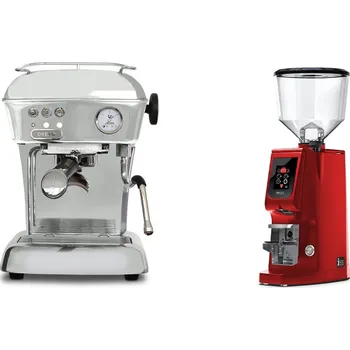Příprava kávy Ascaso Dream ONE, leštěný hliník + Eureka Atom W 65, ferrari red