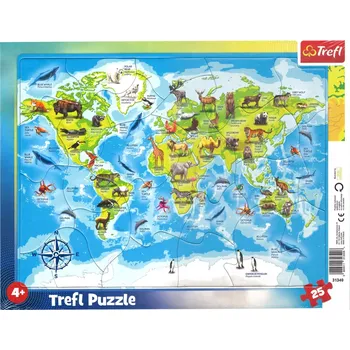 Puzzle TREFL Puzzle Mapa světa se zvířátky 25 dílků