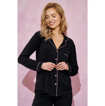 Dámské pyžamo Lemované luxusní dlouhé pyžamo Taro Sydney 3230 dł/r S-XL Z25 Velikost: XL, Barva: Černá