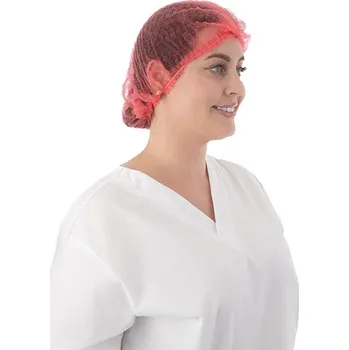 Jednorázová čepice Čepice z netkané textilie, CLIP, 100 ks, červená Velikost: L (53 cm)
