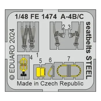 Plastikový model 1/48 A-4B/C seatbelts STEEL (H.2000/HAS)