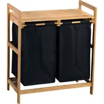 KESPER Koš na špinavé prádlo třídící s policí, černý, bambus, polyester 64 x 73 x 33cm