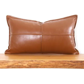 Dekorativní polštářek ASIR Polštář DOBSETT V2 hnědý koženkový jednobarevný