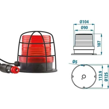 Maják LED maják 90 mm s magnetem a ochrannou klecí TERMSB0900-P