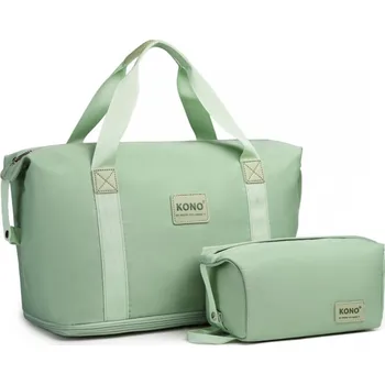 KONO set variabilní cestovní taška a kosmetická taštička - zelená - 26L