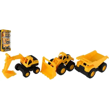 autíčko Teddies Auto stavební 3ks plast 12cm na volný chod v krabičce 14,5x30x7cm