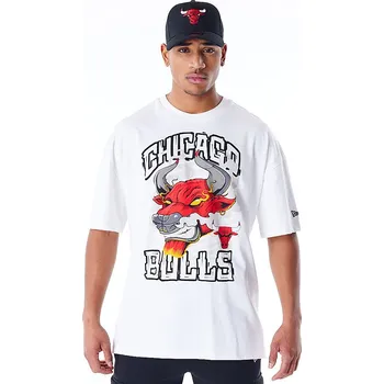 tričko New Era Graphic Drop Shoulder NBA Chicago Bulls - White/Black L