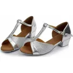 Taneční střevíce Eleonor s nízkým podpatkem Stříbrné 37