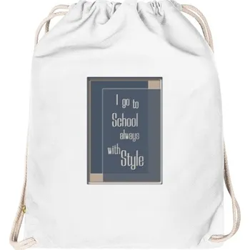 Vak na záda Organic s potiskem Vak "I go to school always with style" modro béžová varianta
