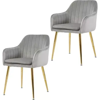 Barová židle LuxuryForm DESIGN Jídelní židle AUSTIN VELUR - SET - světle šedá