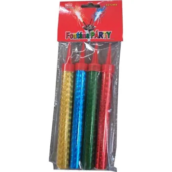 Dortová svíčka ČÍNA PÁRTY FONTÁNA na dort 12 cm - 4 ks - barevný mix 3/50/4