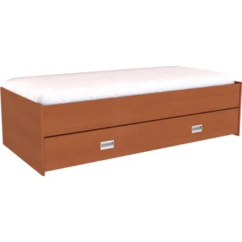 Postel Zvýšené lůžko DUO s úložným prostorem Dekor: Olše, Úchytky: zapuštěné úchytky, Zvýšené čelo: bez zvýšeného čela