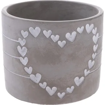 Biokrb Betonový obal na květináč Heart of hearts šedá, 12,2 x 9,5 cm