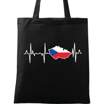 Bavlněná taška Kardiogram a Česko (Barva: Černá)