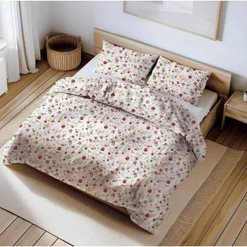 Povlečení Bavlněné povlečení Louka oranžová Uzávěr: Mandlovací knoflík