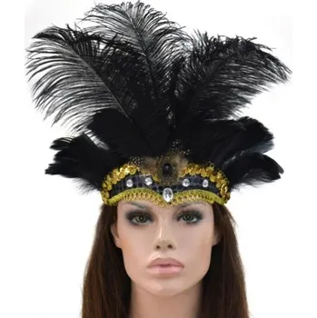 Čelenka Péřová čelenka Rio s ozdobou Černá