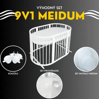 Dětská postýlka Akční set postýlka Royal Sleep 9v1 MEDIUM