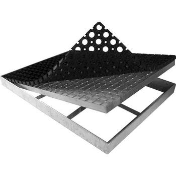 Rohožka Kovová rohož ze svařovaných podlahových roštů s gumou s pracnami Galva - 151,5 x 101,5 x 6 cm (00060045) FLOMAT