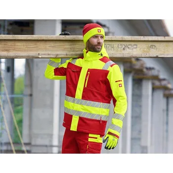 pracovní bunda Výstražná zimní softshellová bunda e.s.motion 24/7 velikost L červená/výstražná žlutá Strauss Pracovní oblečení