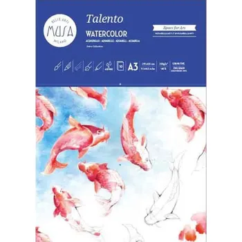 Umělecký papír Musa Talento Watercolor blok akvarelových papírů A3, 300 g/m2, 10 listů, lepená vazba