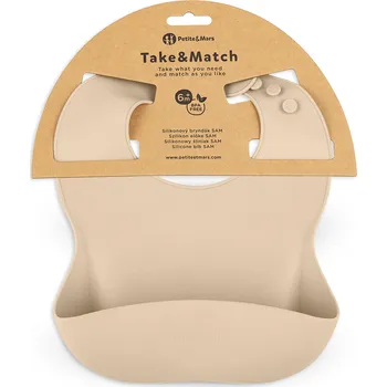 Dětské zboží PETITEMARS Silikonový bryndák Take&Match Desert Sand 6m+ 25x5x38 krémová