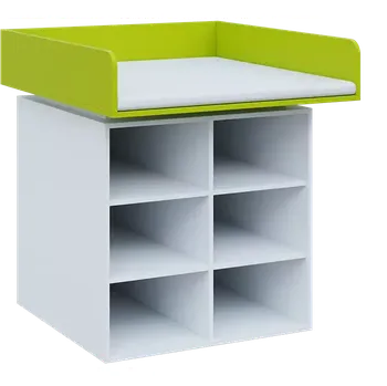 přebalovací pult a komoda QPP - 100N přebalovací pult, 1100x900x900, bílá/jarní zeleň, koženka bílá