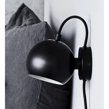 Lampička Nástěnné svítidlo FRANDSEN Ball Magnet, matná černá - Délka přívodního kabelu 230 cm černá matná 1 x 25 W - Doprava zdarma