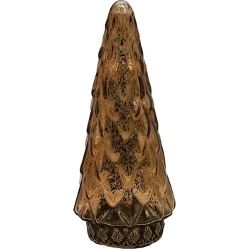 Vánoční stromek Měděný skleněný dekorační svítící stromek LED Tree - Ø 11*24 cm