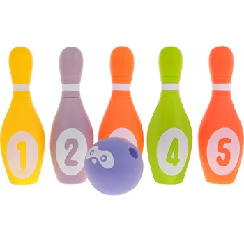 Hračka pro nejmenší Pěnové bowlingové kuželky pro děti 6m+ s míčkem, pastelové barvy a pískátka