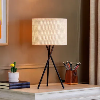 Lampička Stolní lampa Lindby Soula, Ø 26 cm, béžová, plast, E27 - Šířka stativu 19 cm; délka kabelu 180 cm 1 x 15 W LED - Doprava zdarma