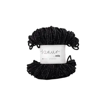 Příze Bavlněná šnůra MILA&nbsp;3&nbsp;mm Glitter - černá stříbrná