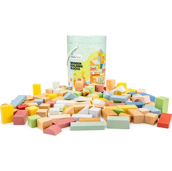 Dřevěná hračka New Classic Toys/Woet Dřevěné stavební kostky 100 ks