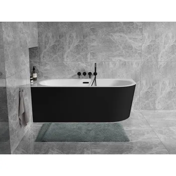 Vana Volně stojící vana AVITA A-LINE černá/bílá, sifon se štěrbinovým přepadem - Chrom, 150 × 75 cm, Pravé (VANAVITAL15PBW) HOPA