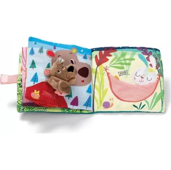 Hračka pro nejmenší Lilliputiens Textilní knížka Medvěd Caesar s náprstkem 86863