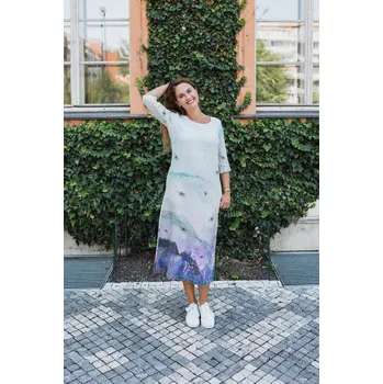 Dámské šaty Lněné 100% Lněné šaty Vážky Velikost: EU 38