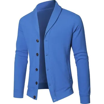 Dámský svetr Pánský pletený kabátek Modrá M