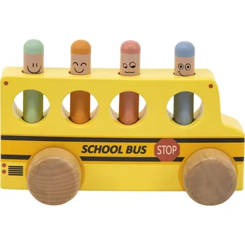 Hračka pro nejmenší Pop-up - vyskakovací kolíčky - školní autobus
