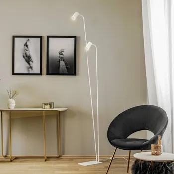 Lampička Euluna Stojací lampa Mono II, dvouramenná, bílá - Výška 2. tyč rámu 167 cm; bodovka – délka 10,5 cm, Ø 5,5 cm; podstavec – délka 35 cm, šířka 20 cm; délka přívodního kabelu 180 cm 2 x 10 W LED - Doprava zdarma