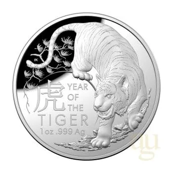 1 unce stříbrná mince Austrálie RAM Lunar tygr 2022 - leštěná deska