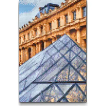 Diamantové malování Diamantové malování - Muzeum Louvre z blízka Velikost: 20x30cm, Rámování: Pouze srolované plátno, Diamanty: Kulaté