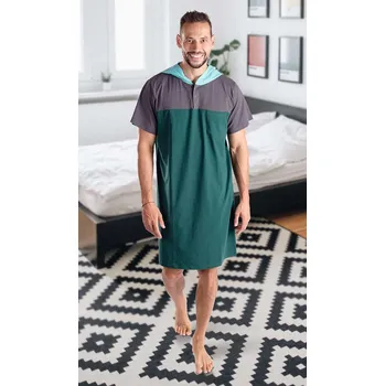 Dámská noční košile Pánská noční košile tmavě zelená-mintová M -
