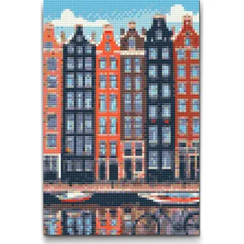 Diamantové malování Diamantové malování - Domky v Amsterdamu Velikost: 20x30cm, Rámování: Pouze srolované plátno, Diamanty: Čtvercové