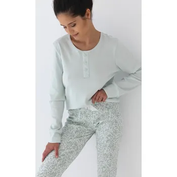 Dámské pyžamo Mintové dlouhé pyžamo Sensis Olive Interlock dł/r S-XL Velikost: XL
