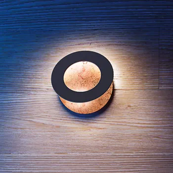 Lampička ICONE Vera LED nástěnné svítidlo 930 Ø31cm měď/černá měděný list, černá LED 25,2 W celkem - Doprava zdarma