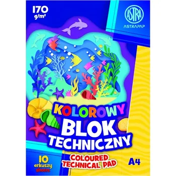 Výtvarný papír AstraPAP Barevné papíry A4, 10 listů, 170g/m2, mix motivů, 106021007